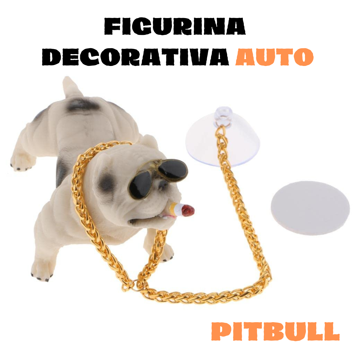 Figurina Decorativa, Pitbull, Ornamente Auto, Prindere pe Bord, Suprafata Antialunecare Inclusa, Usor de Montat