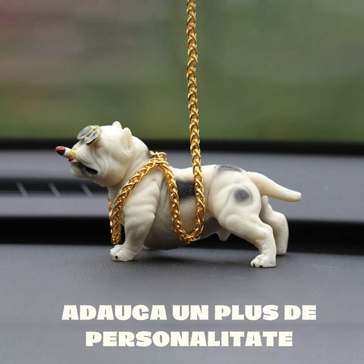 Figurina Decorativa, Pitbull, Ornamente Auto, Prindere pe Bord, Suprafata Antialunecare Inclusa, Usor de Montat