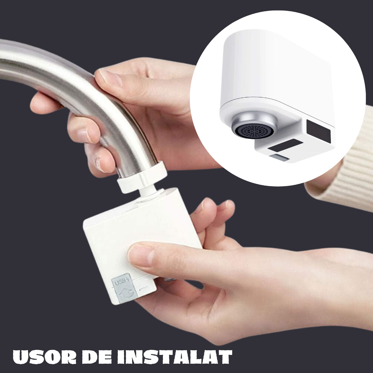 Robinet Electric pentru Bucatarie/Baie, Senzor Inteligent, IPX6, Hands-Free, Water Saver