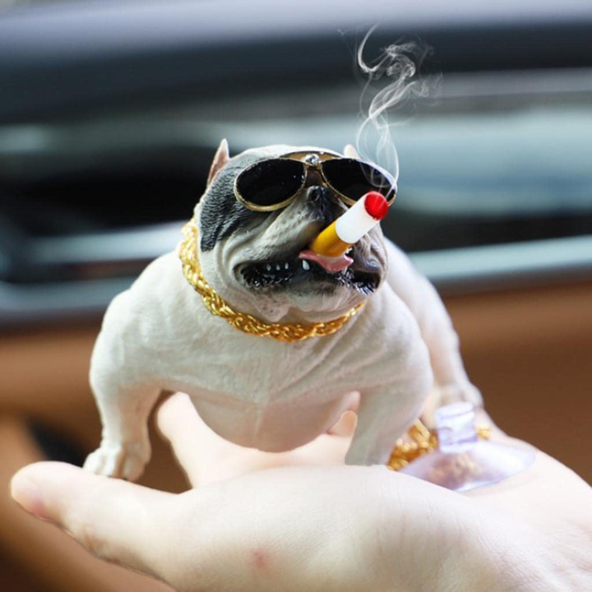 Figurina Decorativa, Pitbull, Ornamente Auto, Prindere pe Bord, Suprafata Antialunecare Inclusa, Usor de Montat