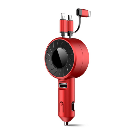 Incarcator auto, Cablu Retractabil, USB Type C / Lightning / Micro USB, 21W, 5V, 1 X USB Port