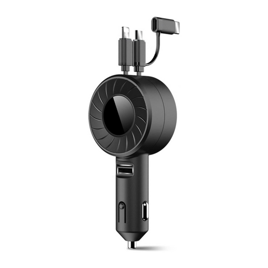 Incarcator auto, Cablu Retractabil, USB Type C / Lightning / Micro USB, 21W, 5V, 1 X USB Port