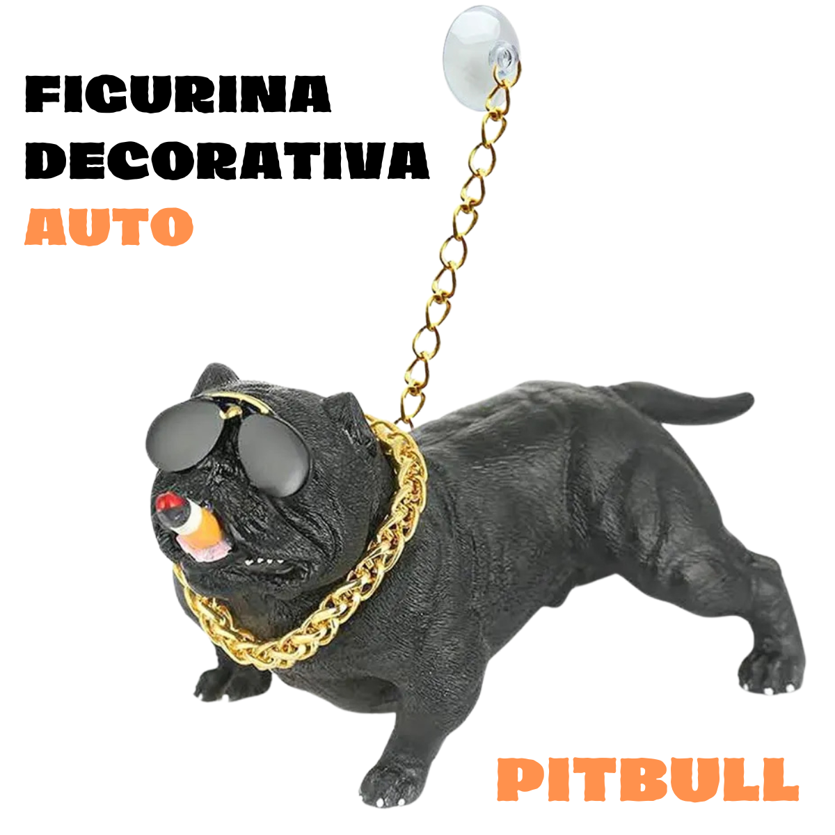 Figurina Decorativa Pitbull, Ornamente Auto, Prindere pe Bord, Suprafata Antialunecare Inclusa, Usor de Montat