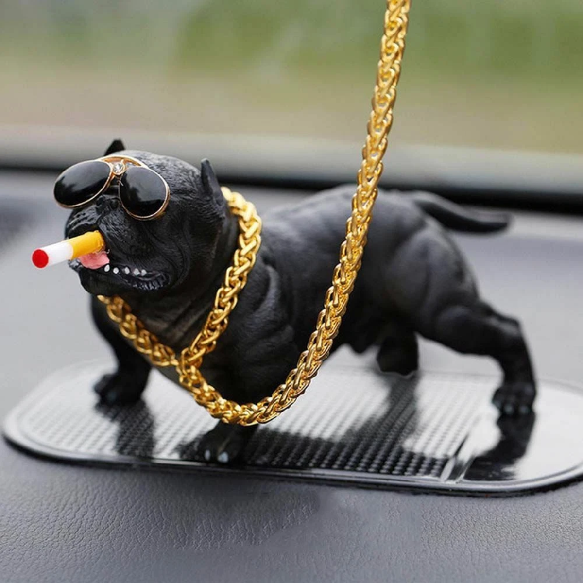 Figurina Decorativa Pitbull, Ornamente Auto, Prindere pe Bord, Suprafata Antialunecare Inclusa, Usor de Montat