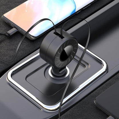 Incarcator auto, Cablu Retractabil, USB Type C / Lightning / Micro USB, 21W, 5V, 1 X USB Port